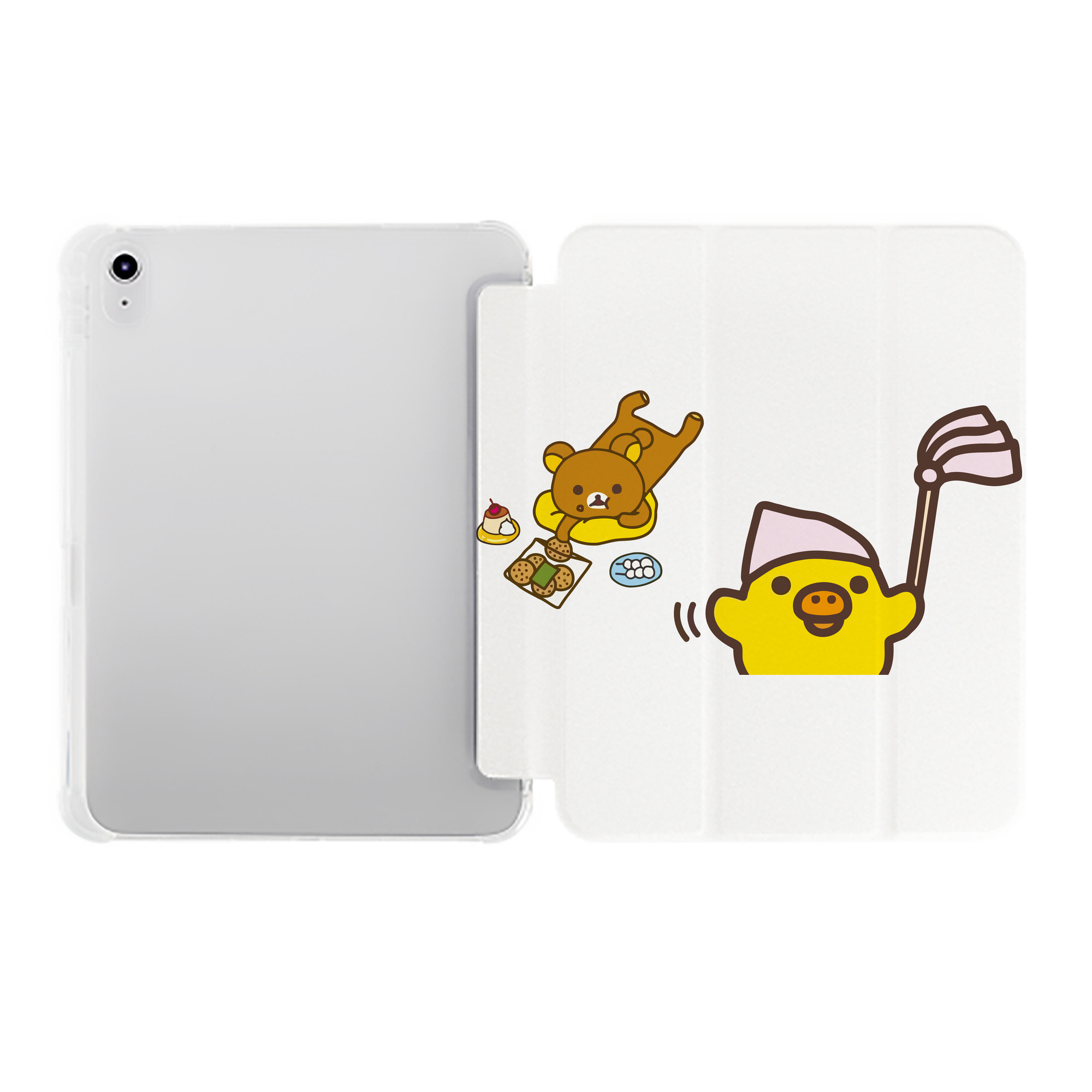 （画像用） リラックマ リラックマ キイロイトリ Rilakkuma Korilakkuma Kiiroitori IPad ケース ペン収納付き 三つ折りスタンド PUレザー×シリコン 対応機種9.5/10.5/10.9インチ